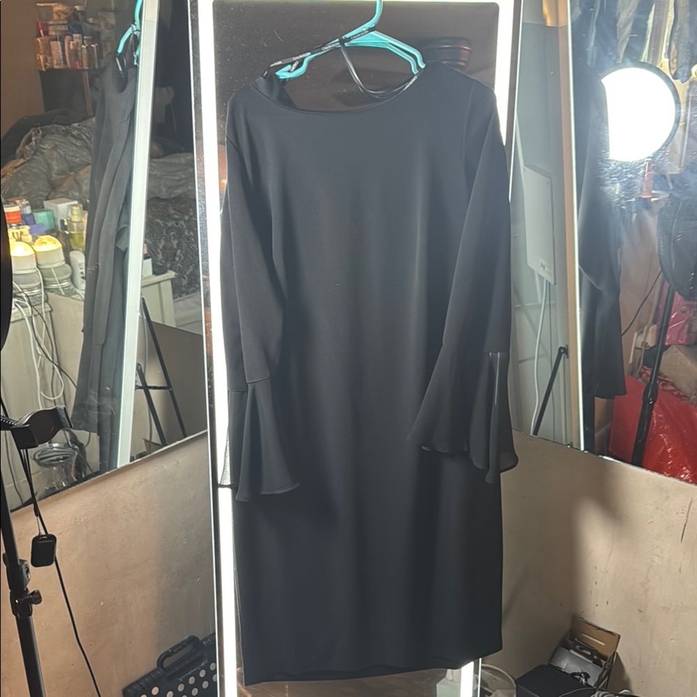 Calvin Klein Gray Bell Sleeve Sheath Dress